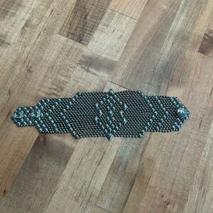 Delicate Gunmetal Beaded Statement Bracelet